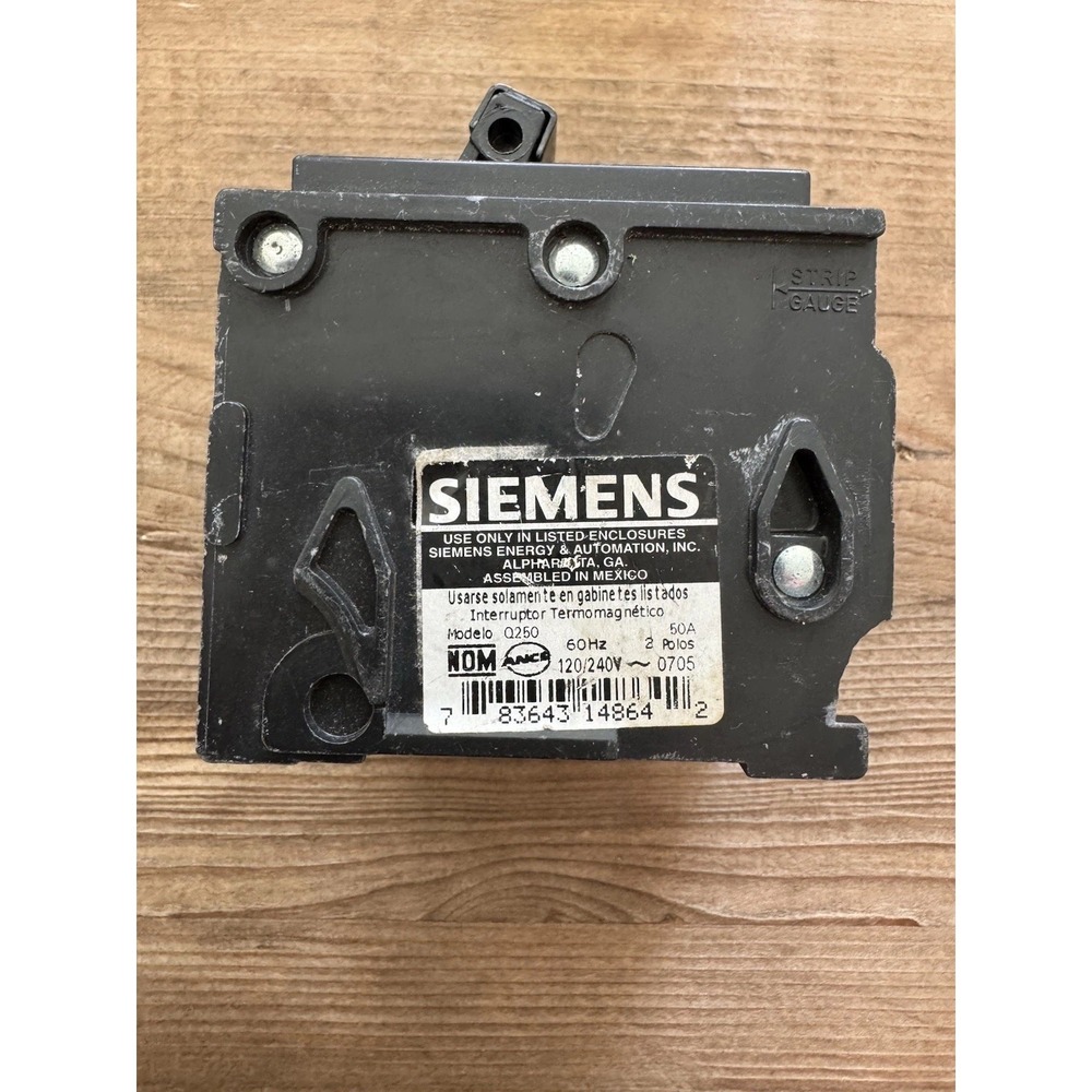 Siemens QP 50 Amp Double Pole Circuit Breaker 240V 2-Pole Type QP Q250